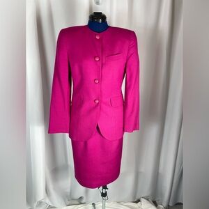 Vintage Savile Bright Pink Skirt Suit